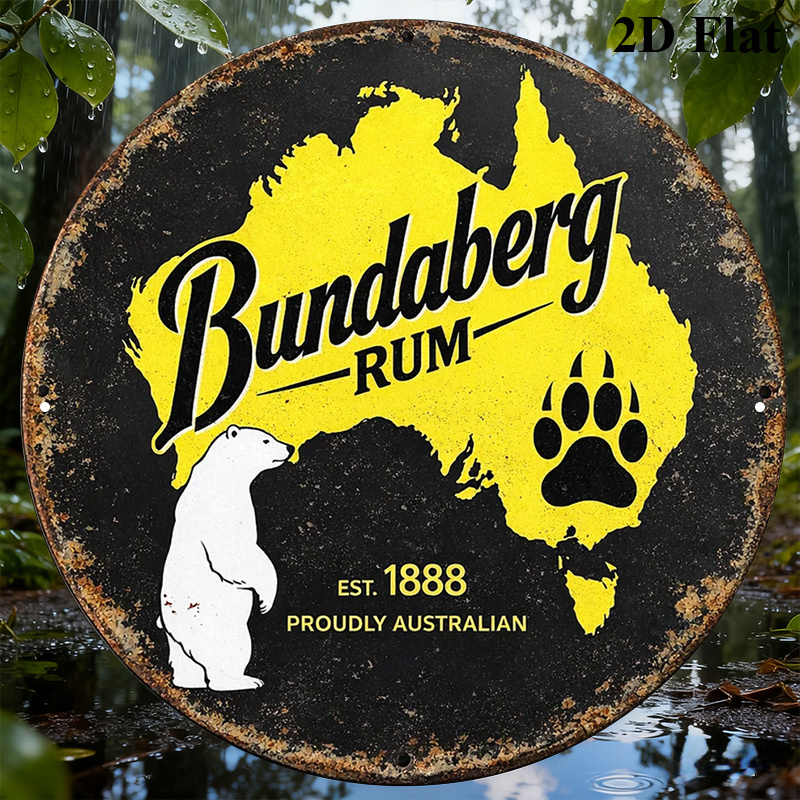 TEMU 1pc Round Sign, Measuring 8.0 Inch, Featuring Retro Decor, Content Related To "bundaberg Rum", Theme Of Australian Spirits, Ideal For Decorating