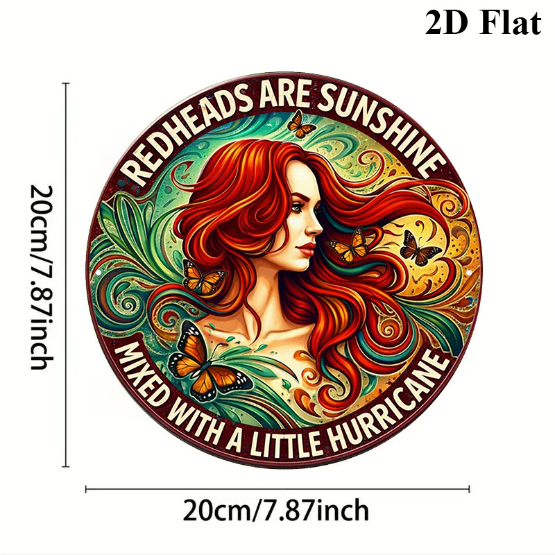 1pc 8x8 inch round sign vintage decorative plaque with    s are sunshine mixed with a little hurricane   girl decor sign suitable for decorating living room bedroom kitchen bathroom study and office walls