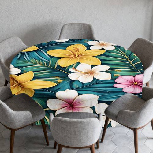 item picture 1pc printed tropical floral arrangement round tablecloth suitable for dinners and large for family dinners party decor and christmas table settings dining room kitchen