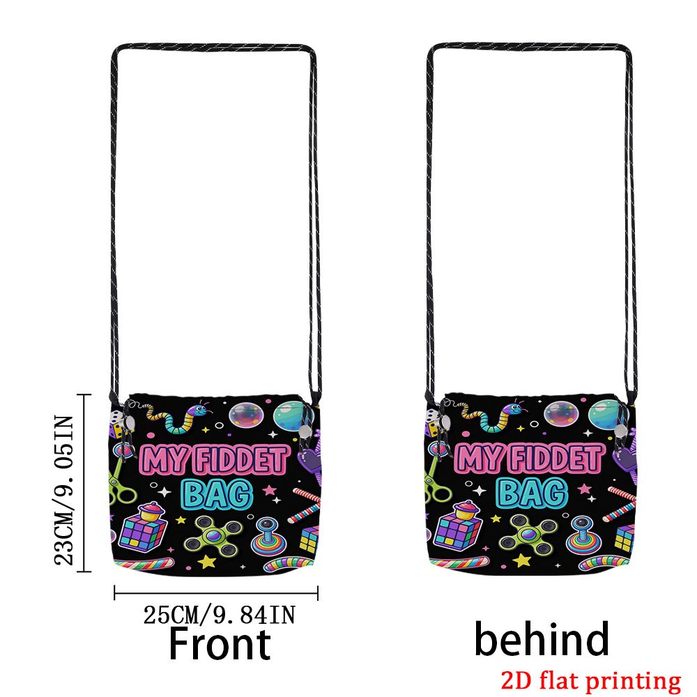TEMU 1pc My Fidget Bag | Vibrant Patterns, Durable Fabric, Drawstring Closure, Ideal For Beach Trips And Daily