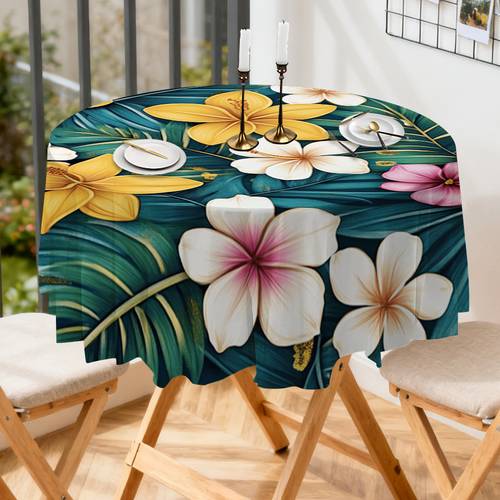 1pc printed tropical floral arrangement round tablecloth suitable for dinners and large for family dinners party decor and christmas table settings dining room kitchen