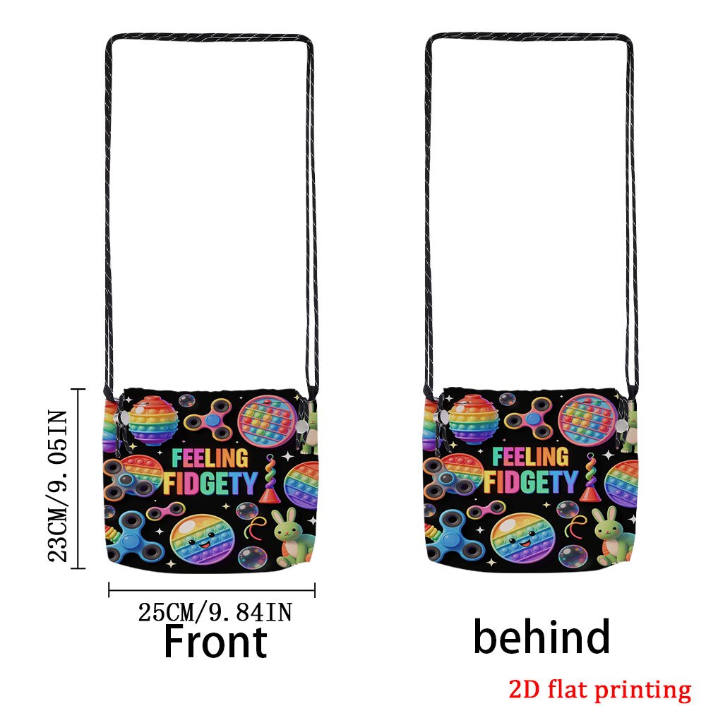 TEMU 2d Flat Printing 1pc Feeling Fidgety Toy Printed Drawstring Crossbody Bag Daily Use For Women Vibrant Patterns Durable Portable Small Favor Bag