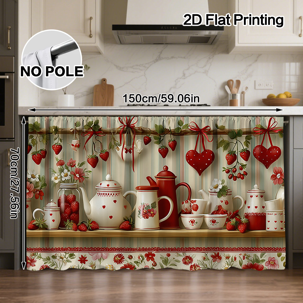 TEMU 2D Plat - 2D Plat - (2D Plat) 1pc Décoration de Valentine's Day Motif d'Adornment d'Armoire Rideaux, à Pochette de Tringle, Art Tendance,
