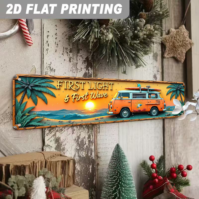 TEMU 2d Flat, Vintage Orange Vintage Van Surfboard Wall Decor - Suitable For Surf Shops, Cafes, Restaurants, And Living Rooms For Coastal-style