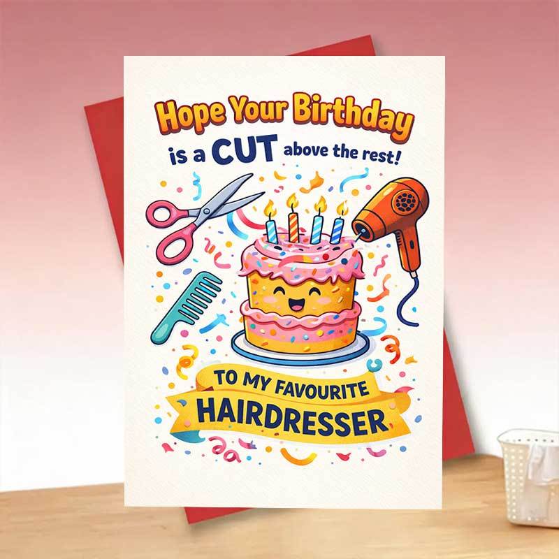 TEMU 1pc Hairdresser Birthday Card Cut Scissors Theme Gift For Stylist Barber Salon Colleague Friend Boss Him Her Office Party Celebration