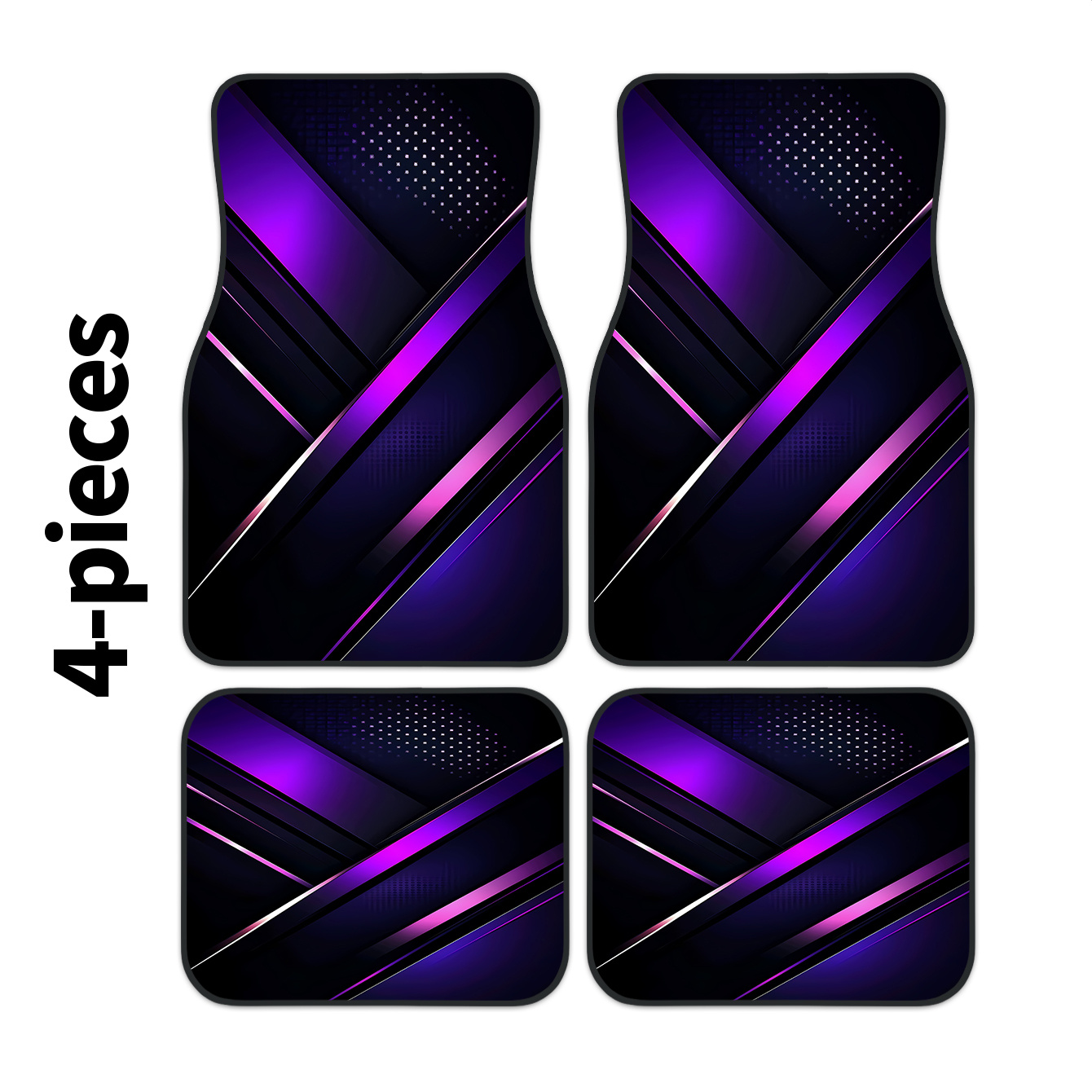 TEMU 2d, Purple Light Stripe Print Car Mats, 4pcs Set, Universal Fit For Multiple Vehicle Models, Use, Stylish And , And Clean, Perfect Gift