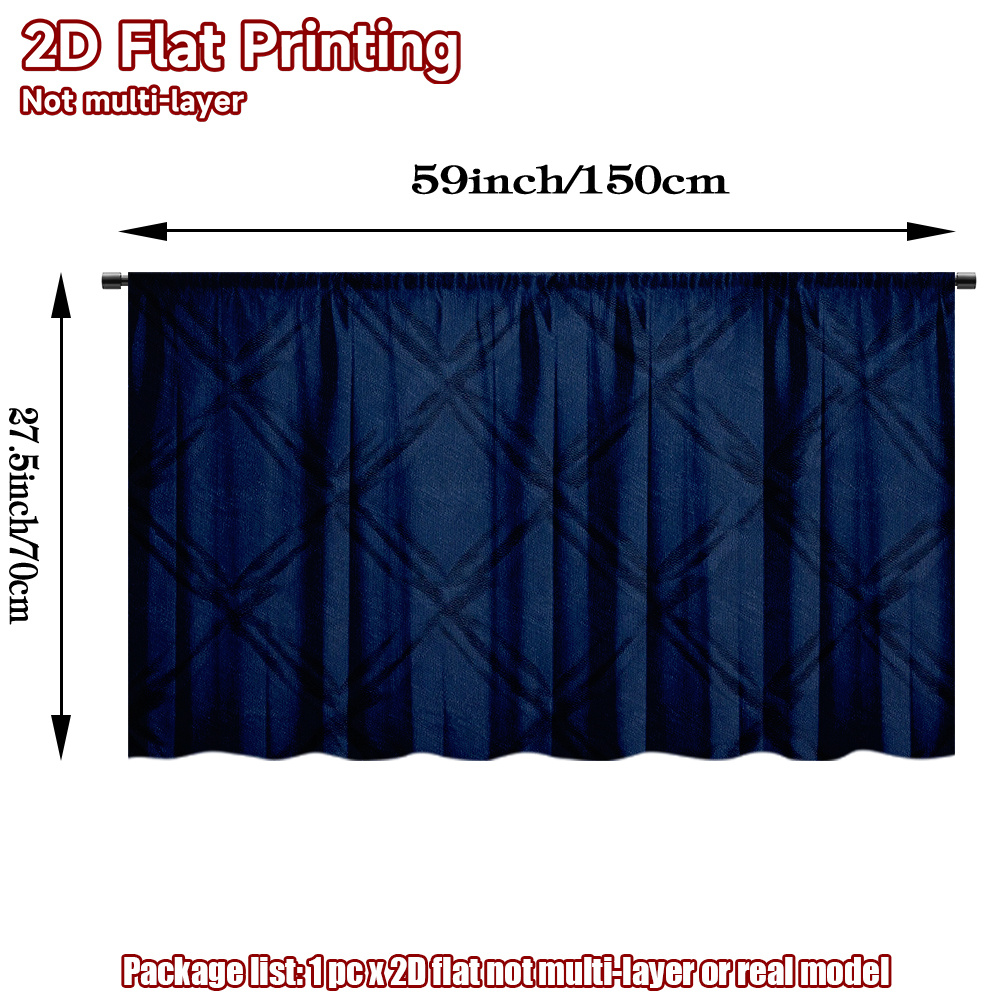 TEMU 2d Flat, 1pc Dark Blue Modern Short Curtain Panel - Blocking Suitable For Laundry Room, Kitchen Cabinets, Storage Racks, Table Covering, Machine