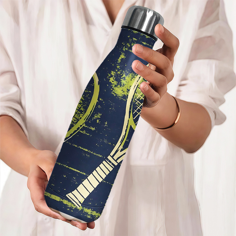 TEMU 1 da 500ml (16.8Oz) in acciaio inossidabile per | Design a tema tennis, per appassionati di sport, in palestra, attivit� , casual, uso | Lavare