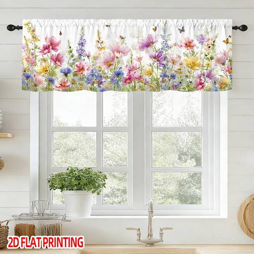 2d flat 2d flat 2d flat with butterflies window valance rod pocket polyester decor for kitchen bedroom bathroom