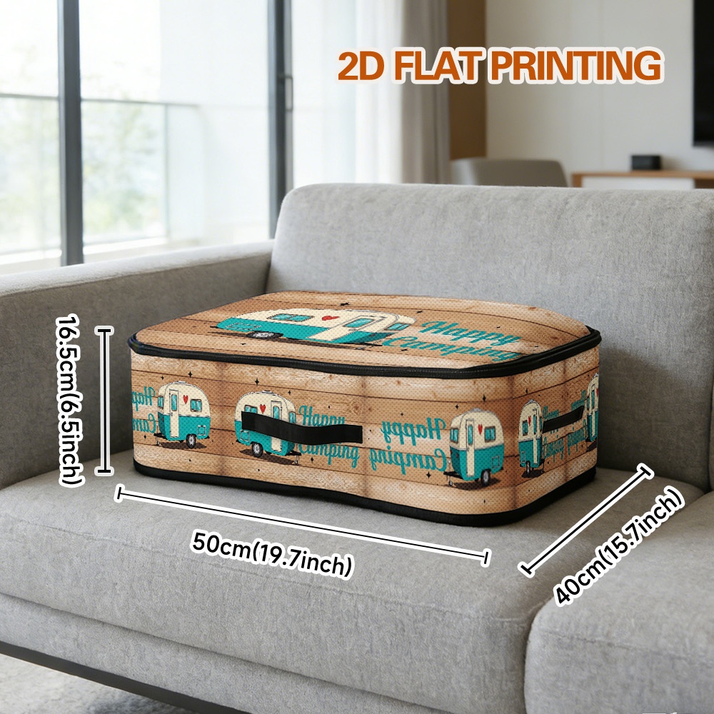 TEMU 1 pz Scatola portaoggetti Caravan Design | Scatola portaoggetti multiuso in tessuto Oxford con chiusura a , adatta per , articoli stagionali,