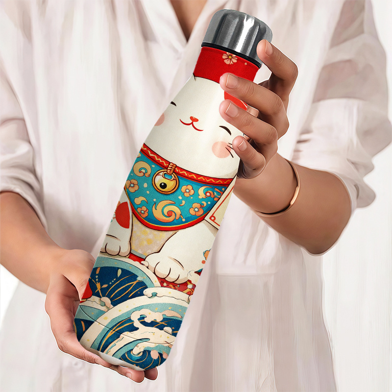 TEMU 1pc 16.8oz Stainless Steel Mug | Durable 304 Stainless Steel Coffee Tea Cup With Cat Theme Design, Ideal For Christmas, New Year, Valentine's