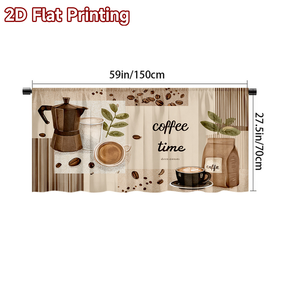 TEMU Decoración de gabinete con impresión 2D - Falda de mesa con tema de café, ideal para organizar de lavandería, estantes de almacenamiento y