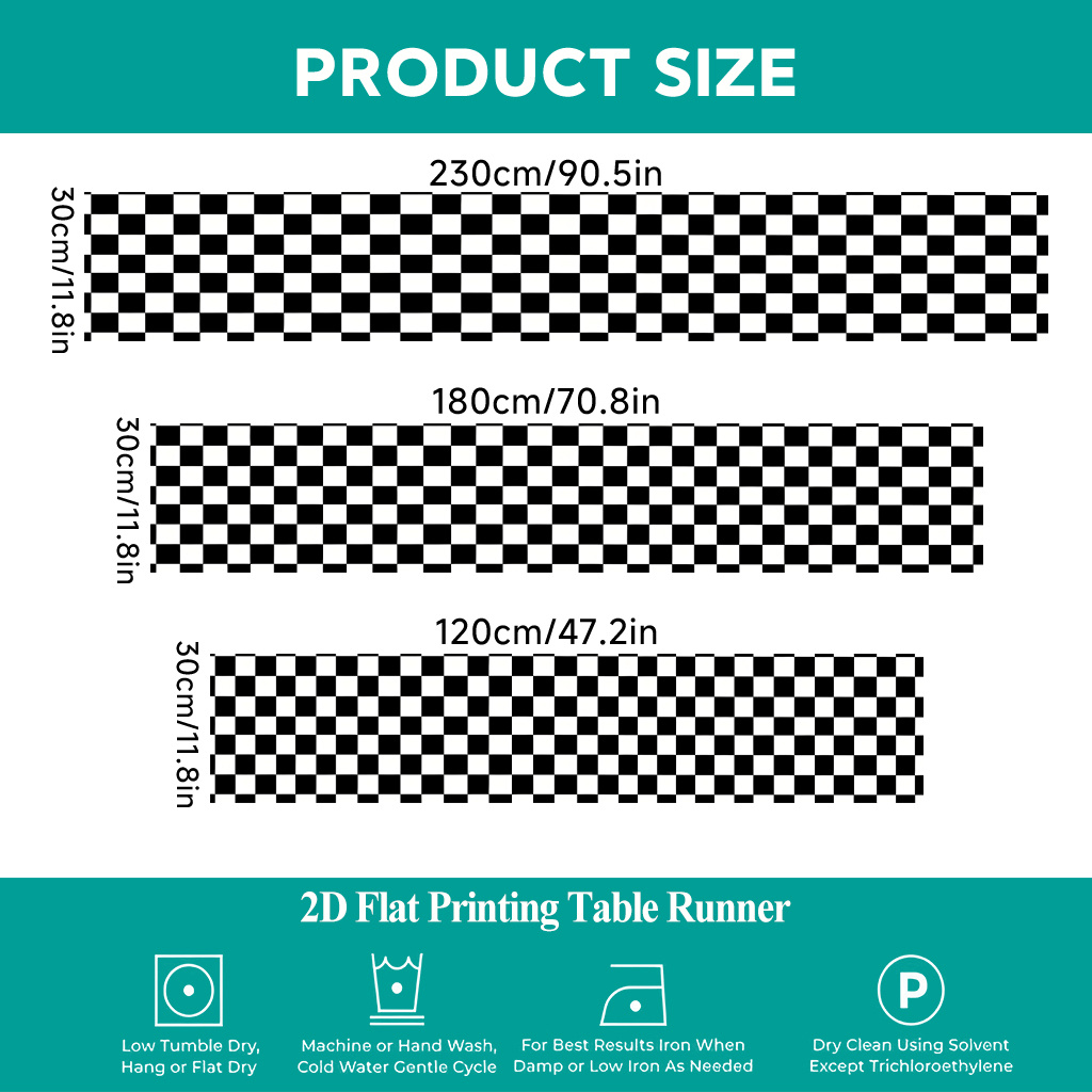 TEMU 2d Flat Printing Table Runner 1pc, Chessboard Pattern With Squares Table Cover, Rectangular Table Runner From Polyester, Dining Indoors Or