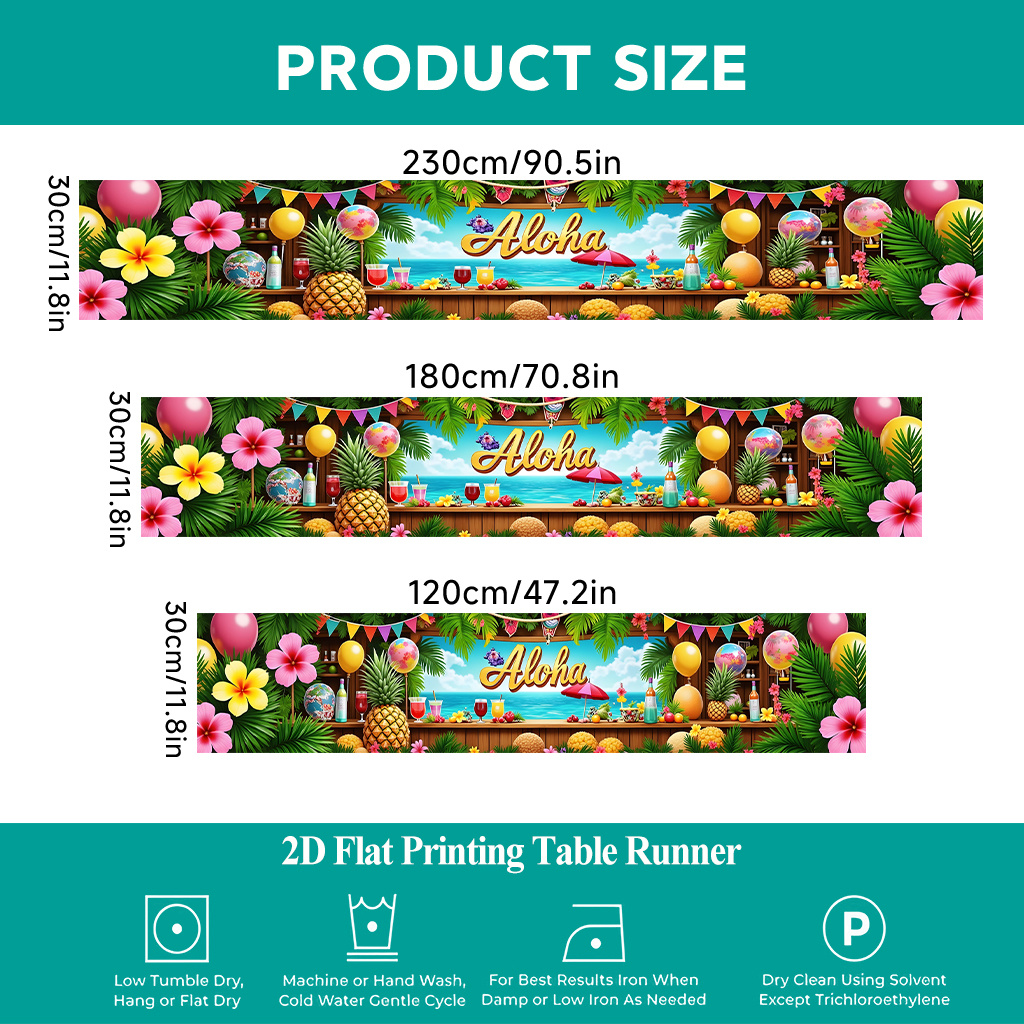 TEMU 1pc 2d Flat Printing Table Runner | Aloha Theme Table Cover, Rectangular Polyester Table Runner, Ideal For Indoor/outdoor Dining, Family