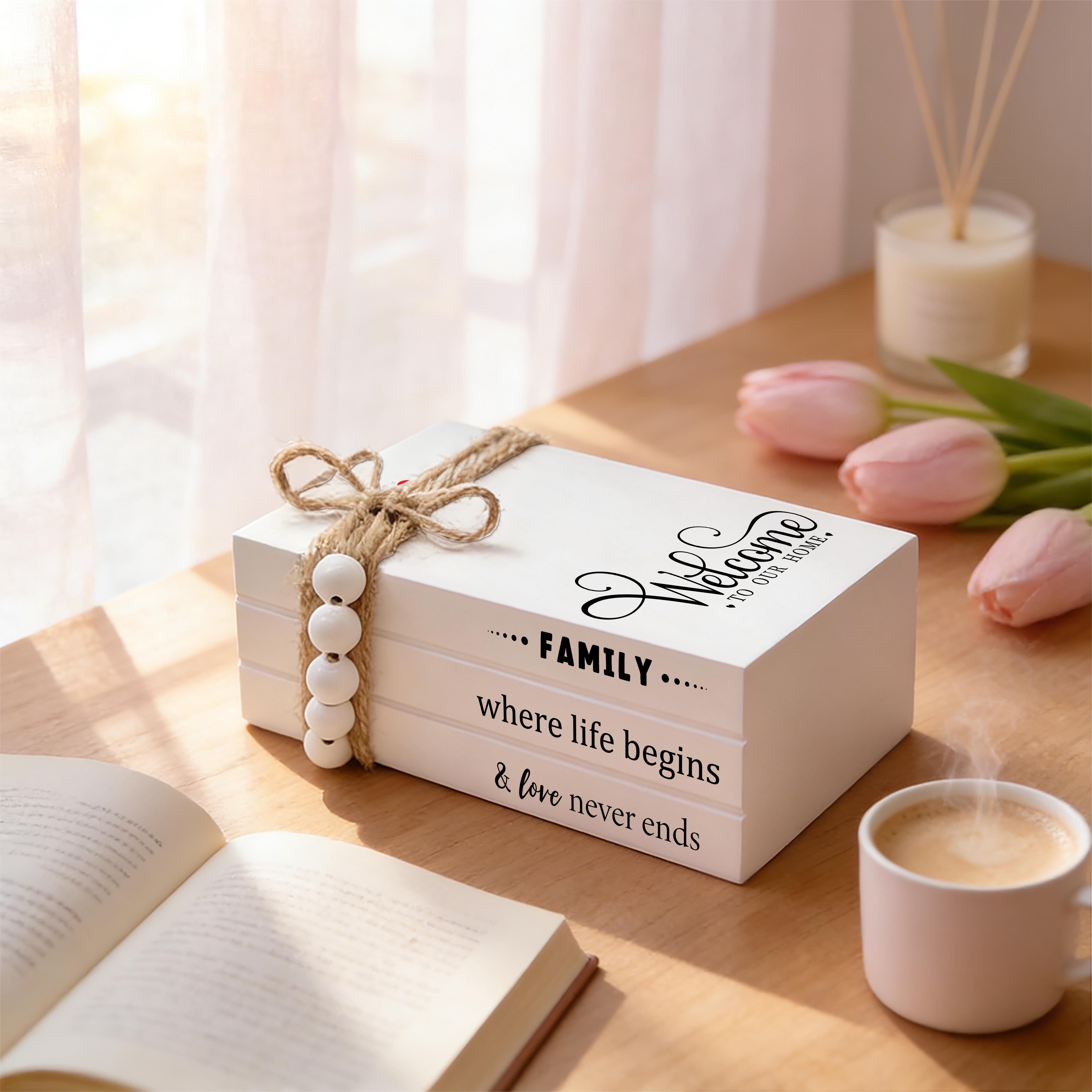 TEMU 1 Set Wooden Book Decorative Plaques & Ornaments Elegant Tabletop Decoration For Home & Hotel Ideal Gift For Mother's Day & Father's Day