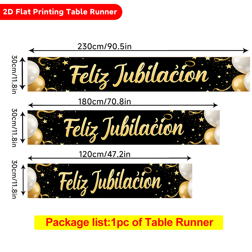 TEMU de mesa con impresión 2D, 1 pieza, de mesa de poliéster dorado para de jubilación, rectangular, para mesa de comedor, , decoración de en casa,