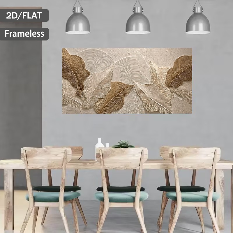 2D Flat, 1pc Modern Abstract Leaf Wall Art Canvas Painting - Beige & Brown Frameless Suitable for Living Room and, Minimalist Panel Leaf Pattern Poster for Contemporary Decoration, Neutral Tone Leaf, 2D Flat