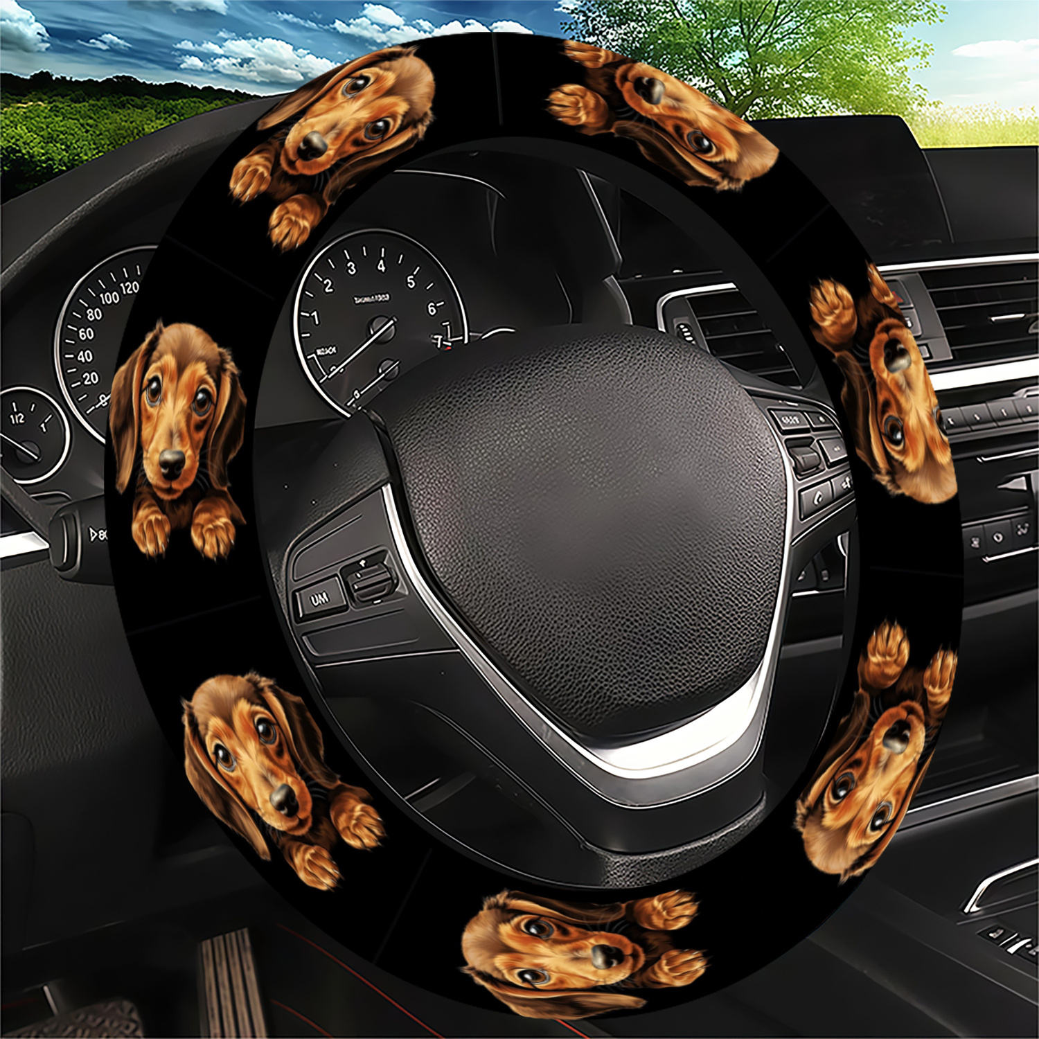 TEMU 1pc Dog Paw Steering Wheel Cover, Realistic Style, Universal Fit For Suvs & Cars- Use, Long-lasting Durable, Anti-slip & Durable-, No , Vehicle