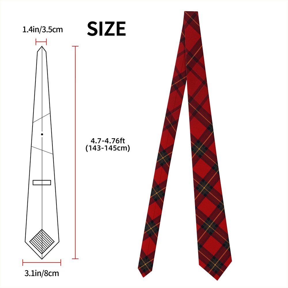 TEMU 2d Flat Printing, 1pc Red Tartan Print Tie, Ideal For Weddings, Banquets, And Prom, Elegant Design With Smooth Texture For Comfortable Wear, 2d