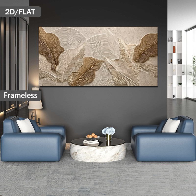 2D Flat, 1pc Modern Abstract Leaf Wall Art Canvas Painting - Beige & Brown Frameless Suitable for Living Room and, Minimalist Panel Leaf Pattern Poster for Contemporary Decoration, Neutral Tone Leaf, 2D Flat