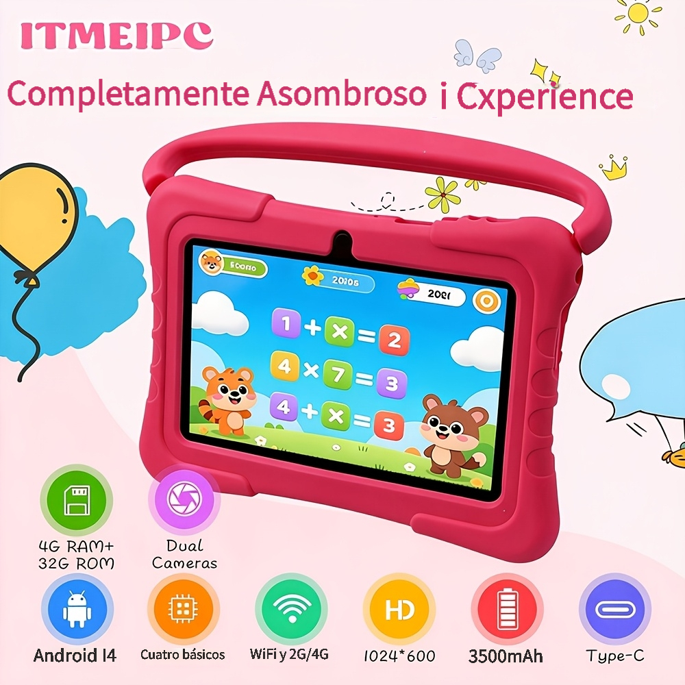 imagen del artículo tableta     14 de 7 pulgadas con    , 4gb (2gb + 2gb ampliables)  , 32gb rom, procesador de    , compatible con tarjetas de memoria de   de 1tb, pantalla hd ips,   parental, cámara dual,     a prueba de golpes  , adecuada para uso