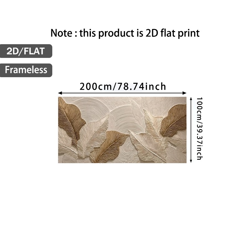 TEMU 2d Flat, 1pc Modern Abstract Leaf Wall Art Canvas Painting - Beige & Brown Frameless Suitable For Living Room And, Minimalist Panel Leaf Pattern