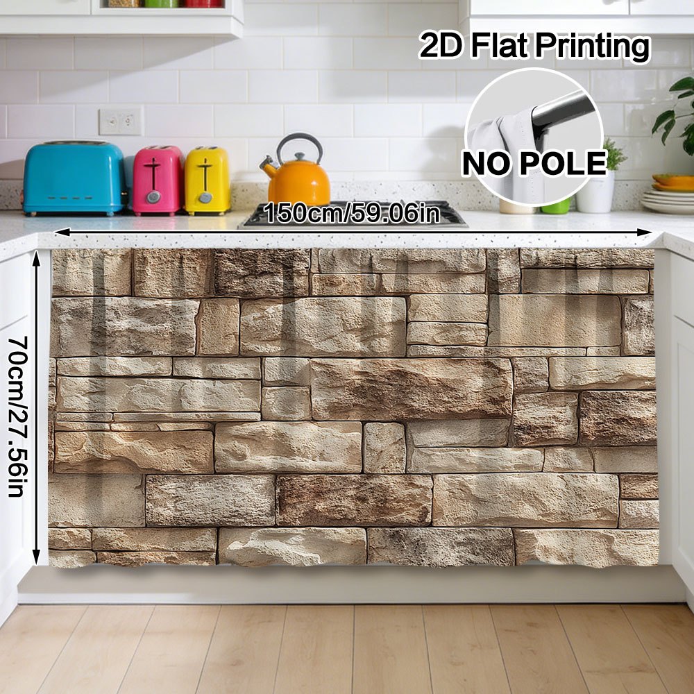 TEMU 2D Flat - 2D Flat - 1 pz 2D Flat Design Murale con Pietra Beige Impilata | in Poliestere con per Bastone, Facile da , Facile da Pulire, Semi-,