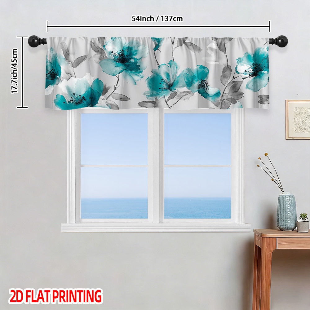 TEMU Rideau d'Applique Plat 2D, 1pc - Rideau d'Applique Semi-Transparent avec Poche pour Tringle et Imprimé , Polyester Léger Adapté pour Cuisine,