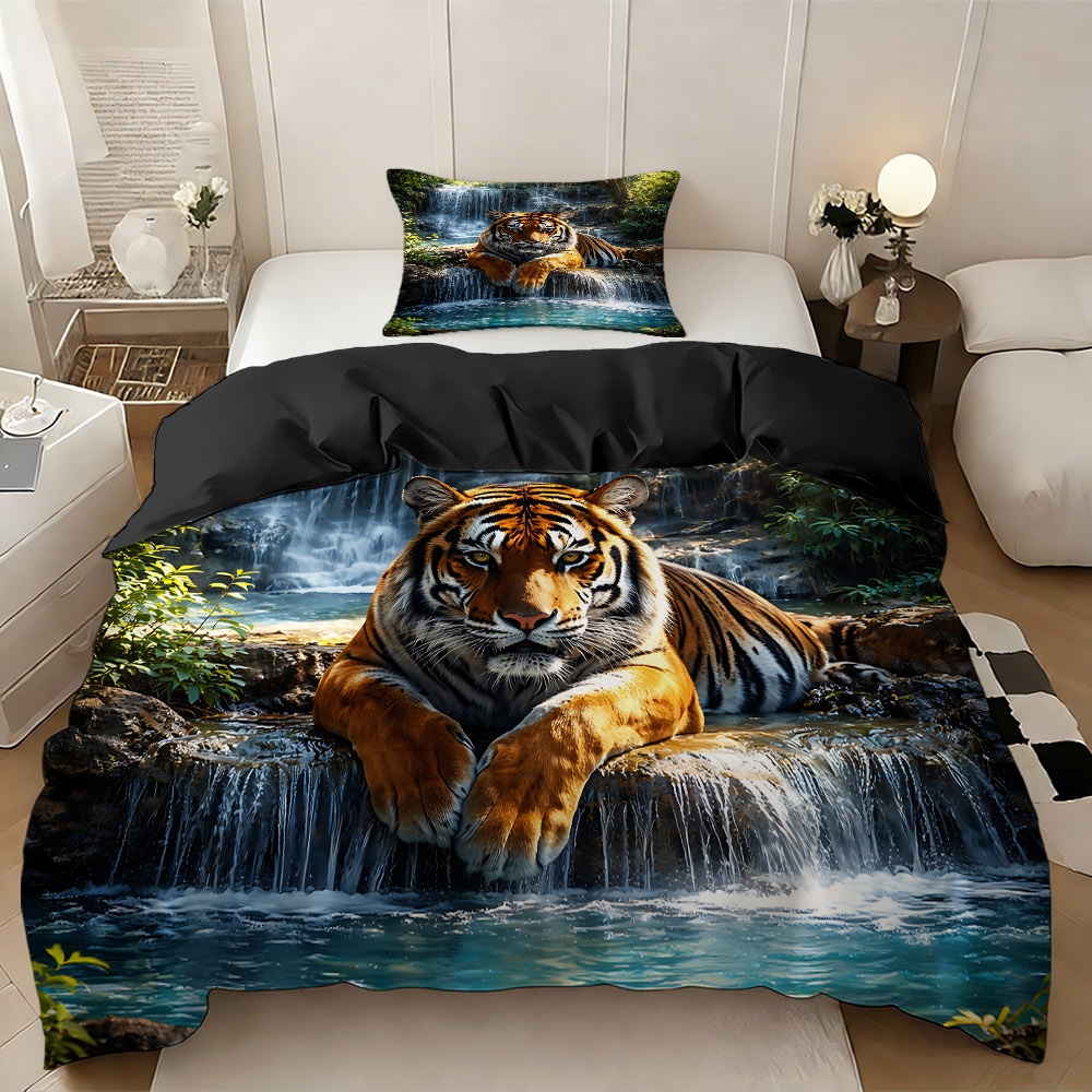 TEMU 2/3pcs Tiger By Themed Duvet Cover Set, Made Of 100% Polyester With High-definition Digital Printing, Perfect As A High-quality Gift For For Any