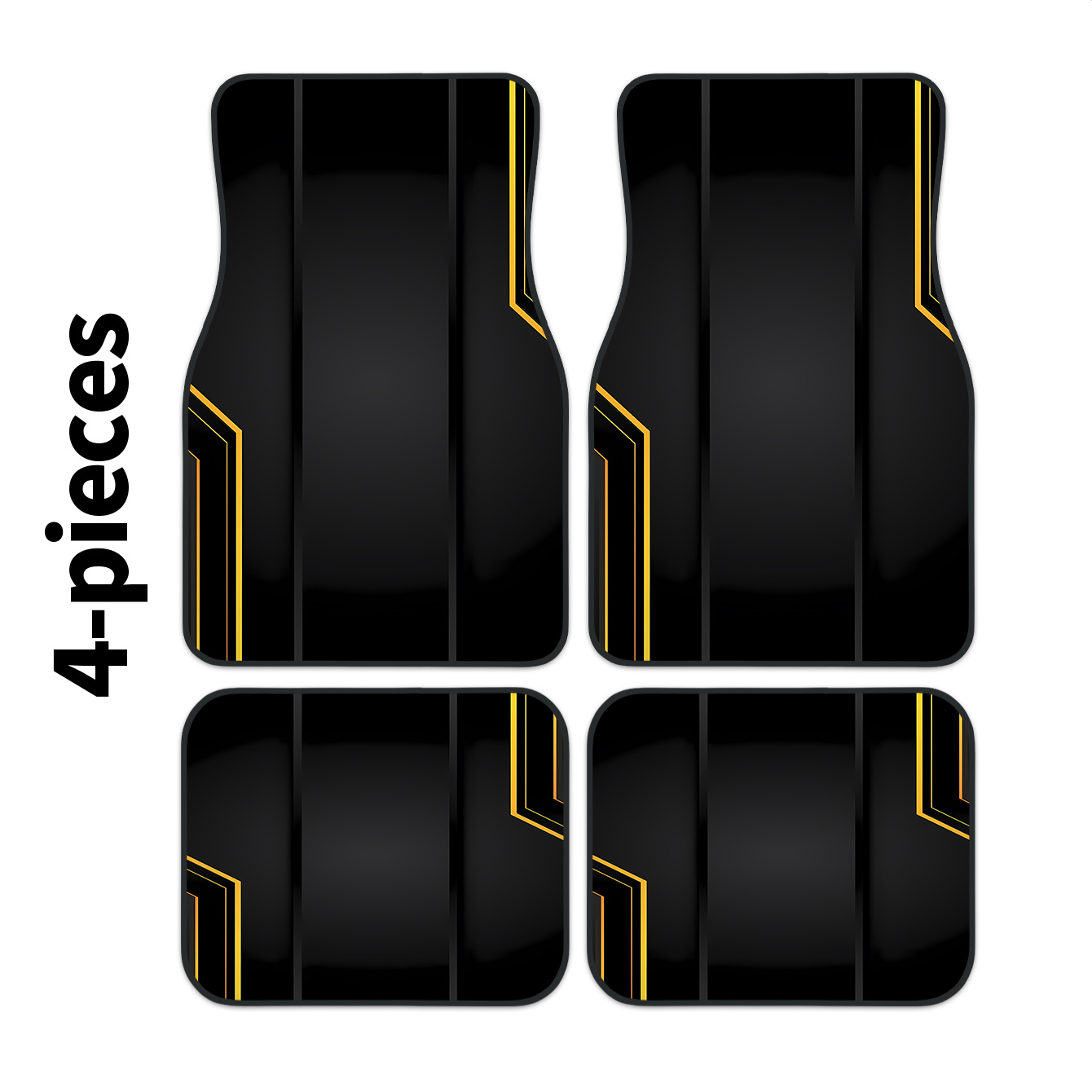 TEMU 2d 4pcs Set High-end Black And Yellow Decorative Car Floor Mats - Easy To Clean And , Suitable As Decorative And Protective Accessories For ',