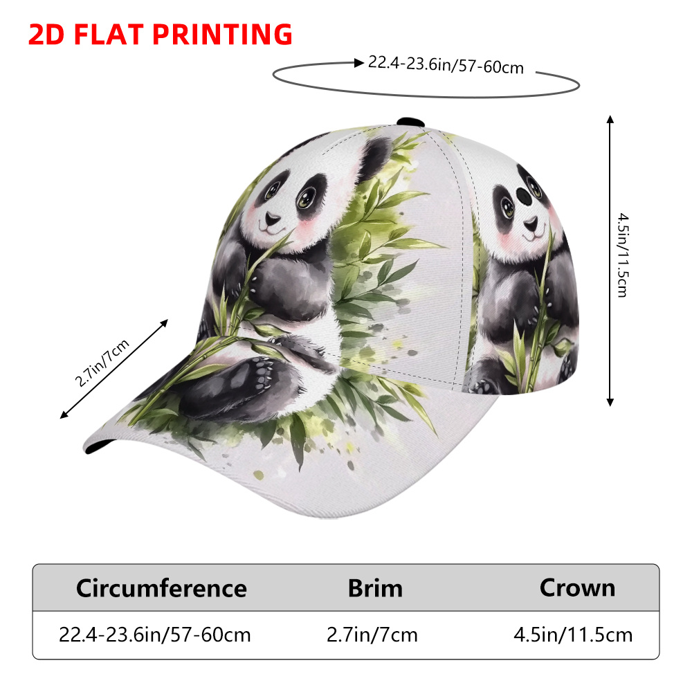 TEMU 1pc Casquette Baseball Imprimé Panda & Bambou - Chapeau à Bec de Canard Ajustable, Idéal pour un , Casquette Snapback Légère pour Sorties en