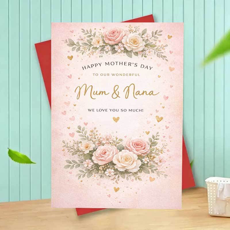 TEMU 1pc Mother's Day Card For Mum And Elegant With Golden Accents Sentiment Ideal Gift From Family Partner For Birthday Anniversary Thank You