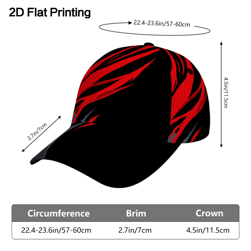 TEMU 1pc, Two-dimensional Flat Baseball Cap Featuring A Red And Black â And With A Lightweight Duckbill Style, Perfect For Running, Traveling, And