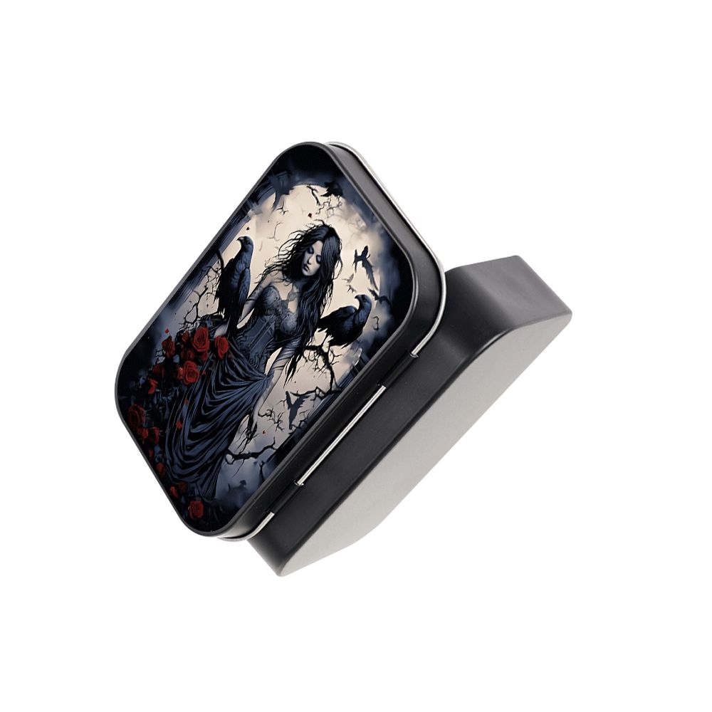 TEMU 1pc Square Metal Hinged Tin Box | Gothic-style Design, Ideal For Jewelry, , Keys, Small Additions, Decorative Storage For Home, Office, Gift-,