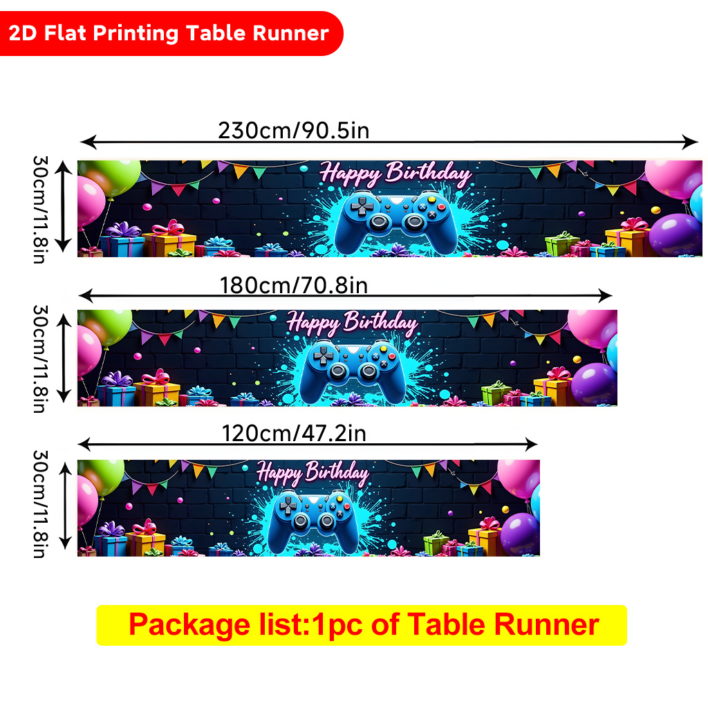 TEMU 2d Flat Printing Table Runner 1pc, Happy Birthday Celebration Scene Polyester Table Runner, Rectangular, For Dining Table, Coffee Table, Home