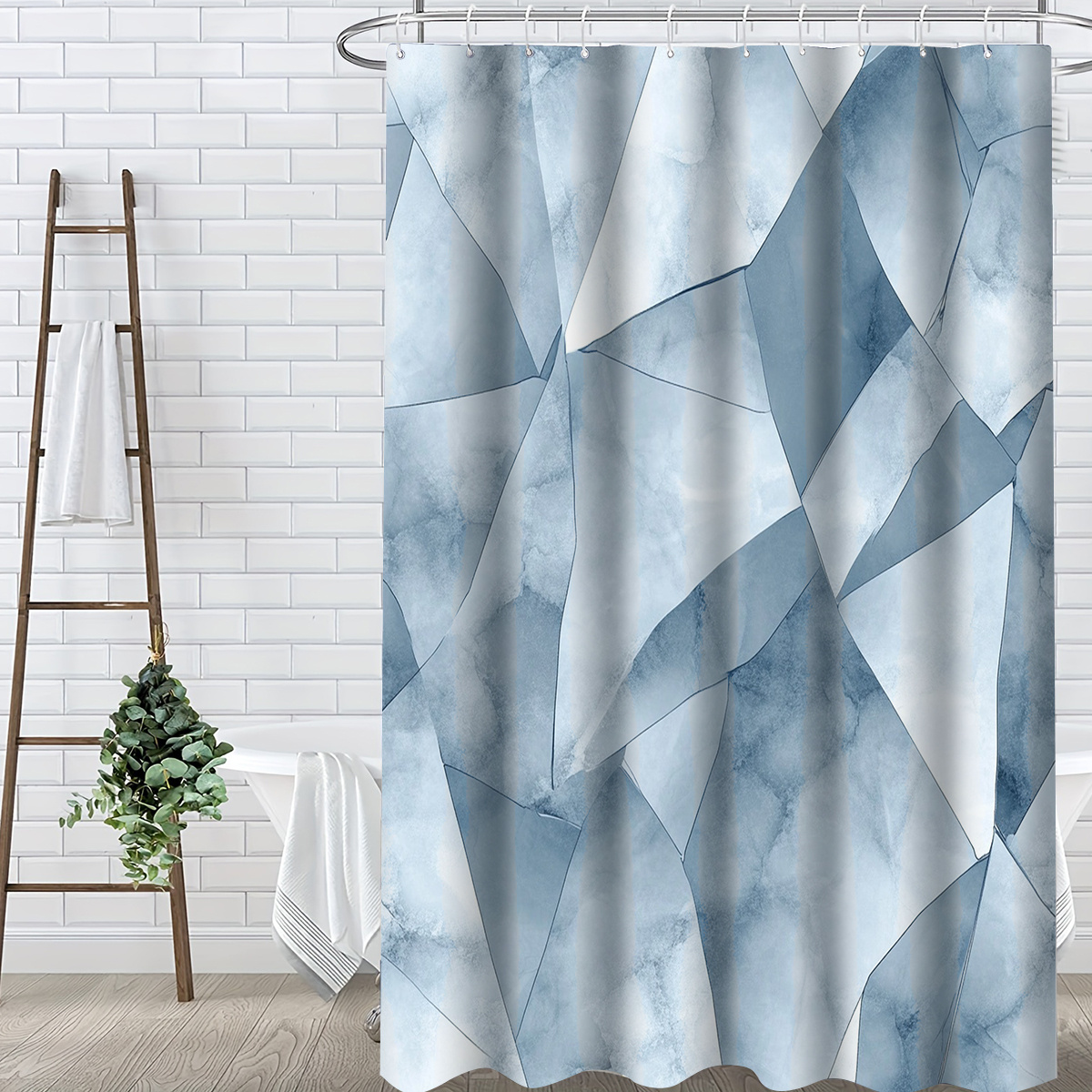 Geometric Marble Shower Curtain, Multi-Size Options Available