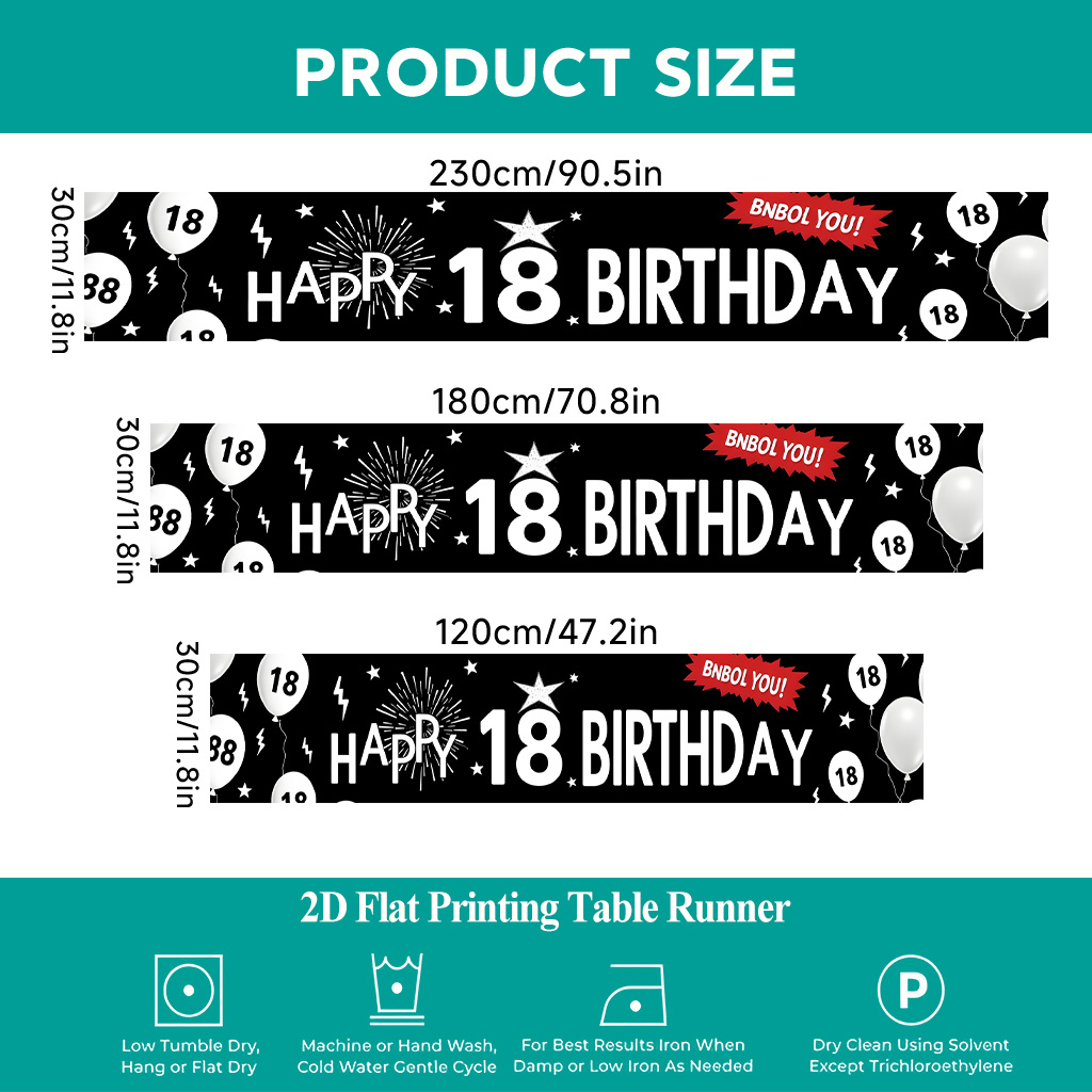 TEMU Nappe 2D pour fêter un 18e anniversaire, en polyester rectangulaire, pour les repas en intérieur ou en extérieur, les réunions de famille, les