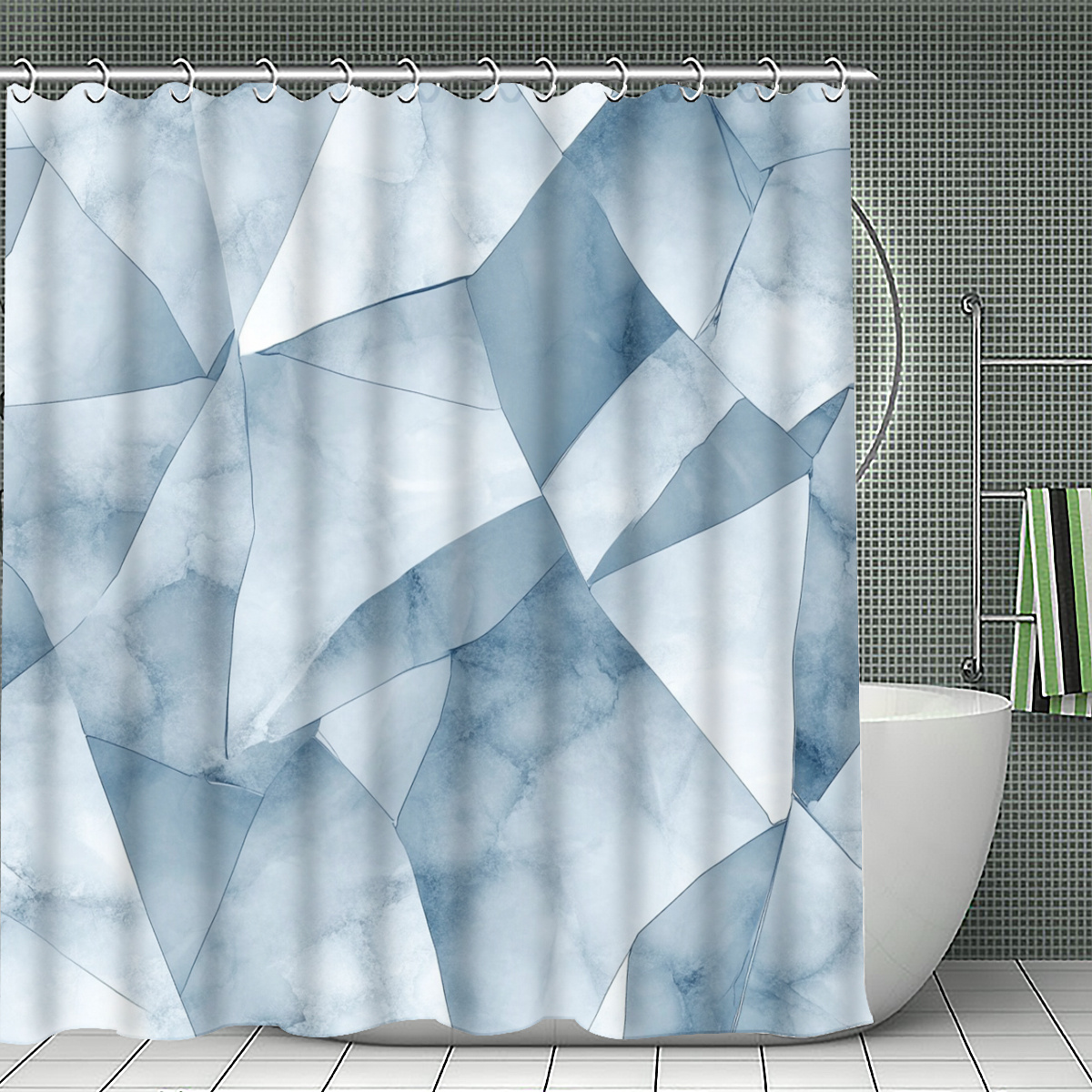 Geometric Marble Shower Curtain, Multi-Size Options Available