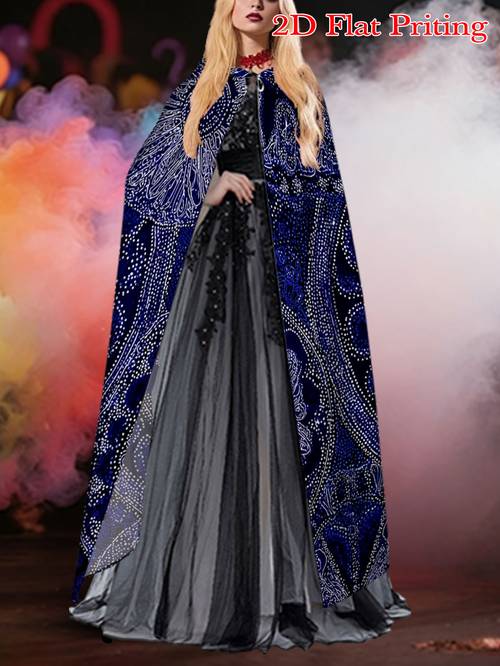 2d flat robes 1pc floral blue mandala art pattern hooded capes costume cloak for cosplay halloween carnival parties themed events and festivals funny performance costume props polyester fabric wear 2d flat