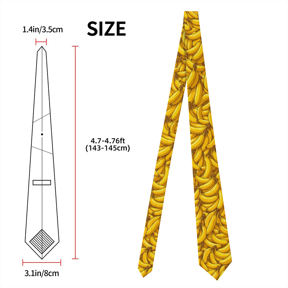 TEMU 1 stuks Heren Stropdas | Overvloedige Gele Bananen Print, Leuke Gedrukte Stropdas Unisex, Premium, Stijlvolle Nekversteviging, Flair Voor