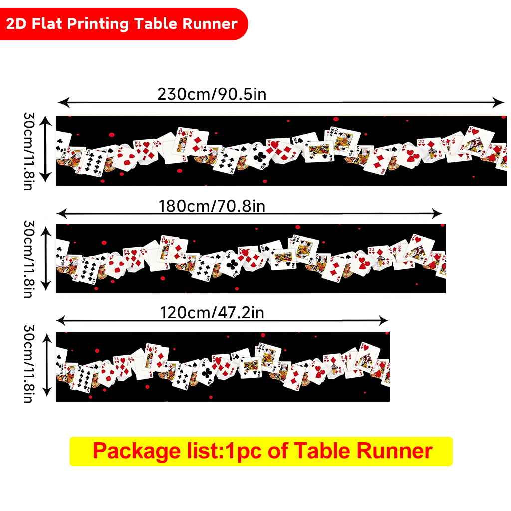 TEMU Chemin de table plat 2D à imprimé 1pc, chemin de table flottant en polyester avec plusieurs cartes à , rectangulaire, pour table à manger, table