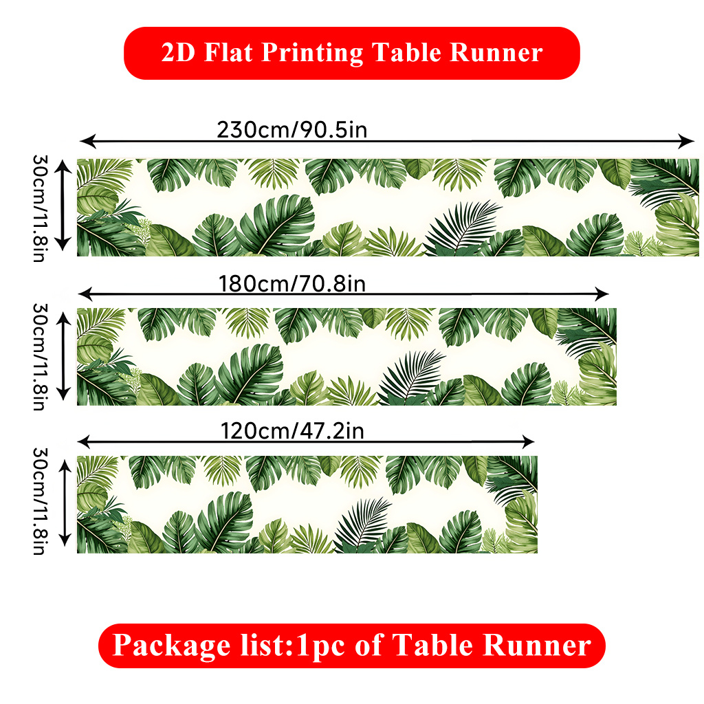 TEMU 2d Flat Printing Table Runner 1pc, Leaves Decor Polyester Rectangular Table Runner, For Dining Table, Home Decor, Coffee Table, Vibrant Cultural