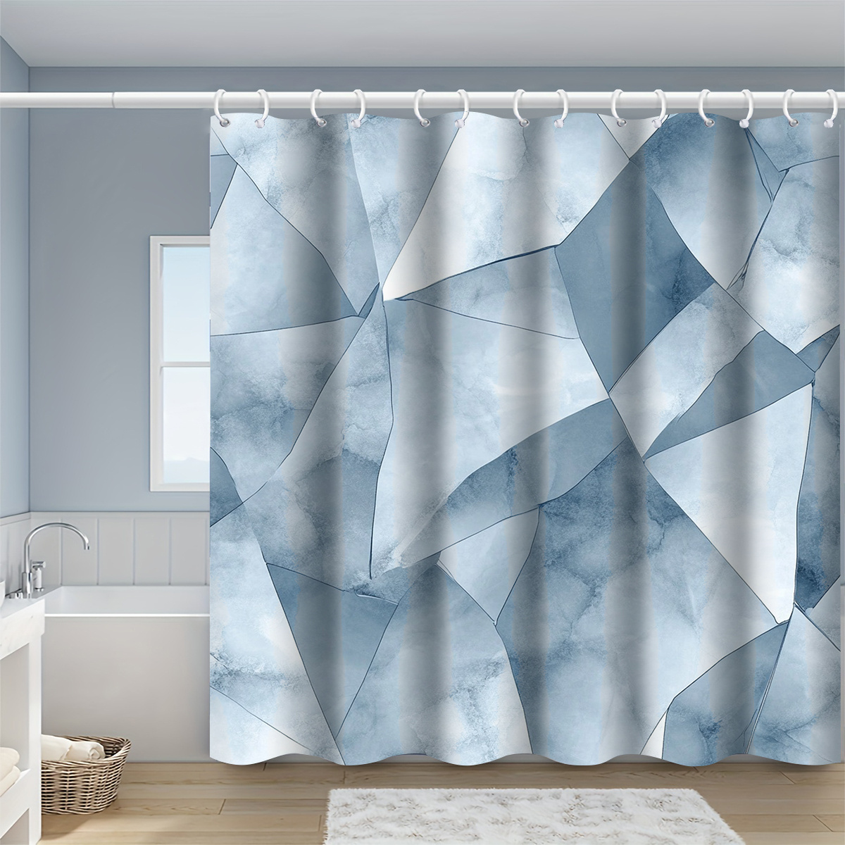 Geometric Marble Shower Curtain, Multi-Size Options Available