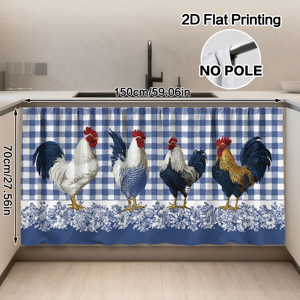 TEMU Pannello per 2D Piatto, Gingham Blu con , per Copertura di Mobile Lavello, Pannello per Finestra con per e Design Semi-, Pannello in Poliestere