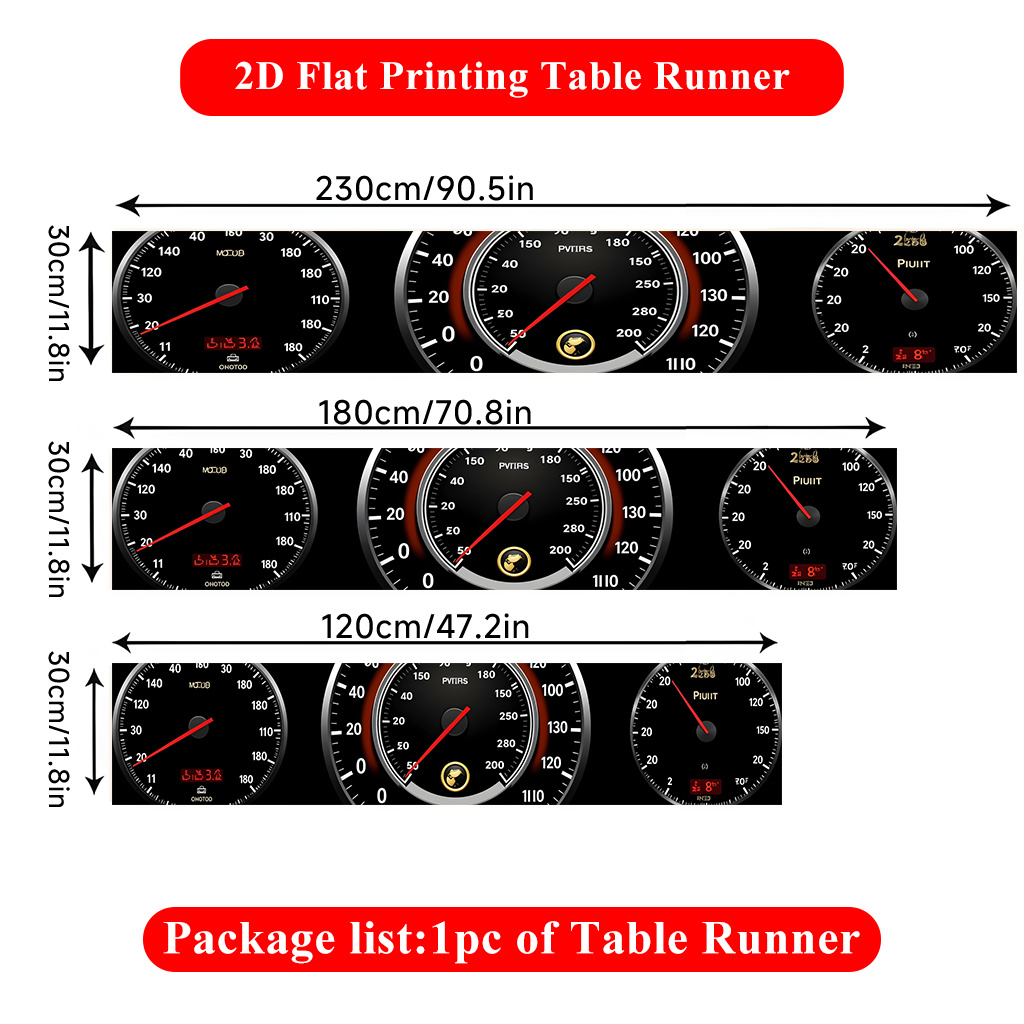 TEMU 1pc 2d Flat Printing Table Runner | Speedometer Polyester Rectangular Table Flag For Dining, Coffee Tables, Home Decor, Vibrant Cultural Decor