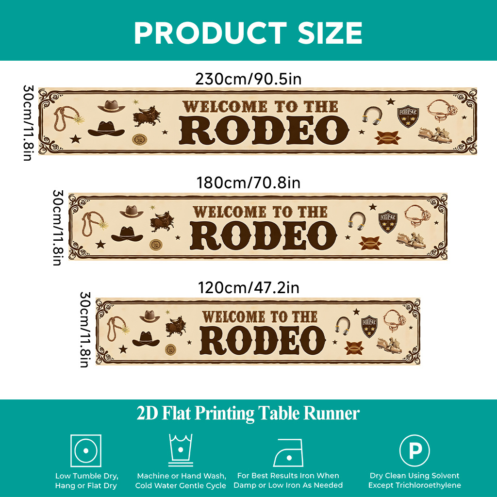E-shop Tischläufer mit 2D-Flachdruck, ., „Welcome to The Rodeo“-Tischdecke, rechteckiger Tischläufer aus Polyester, für den Essbereich drinnen oder