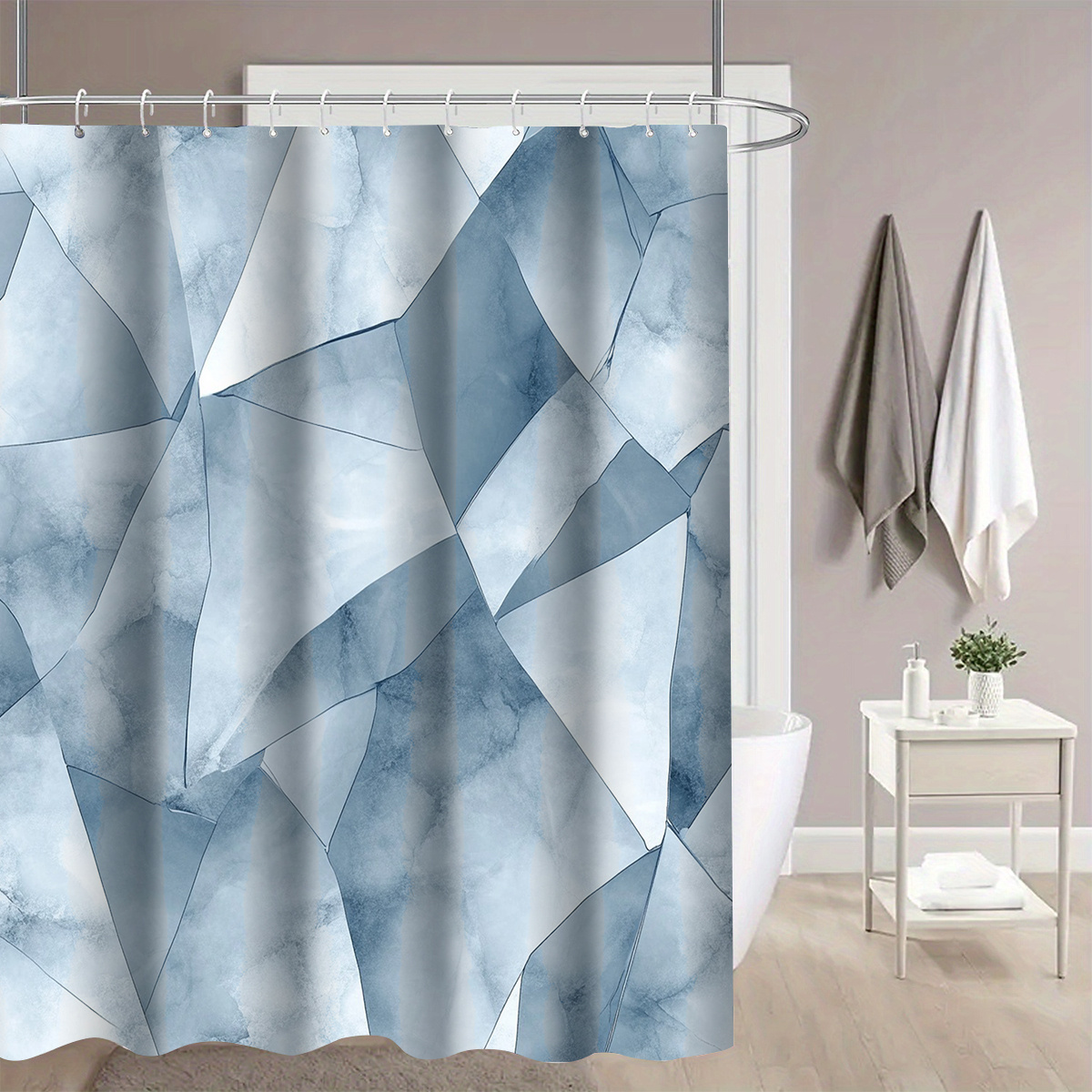Geometric Marble Shower Curtain, Multi-Size Options Available