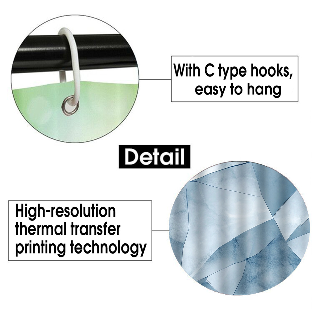 Geometric Marble Shower Curtain, Multi-Size Options Available