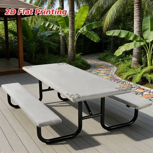 2d flat a set of 3 outdoor and benches with a retro elegant tablecloth featuring design made of polyester ideal for rv and garden afternoon tea outdoor dining setup retro