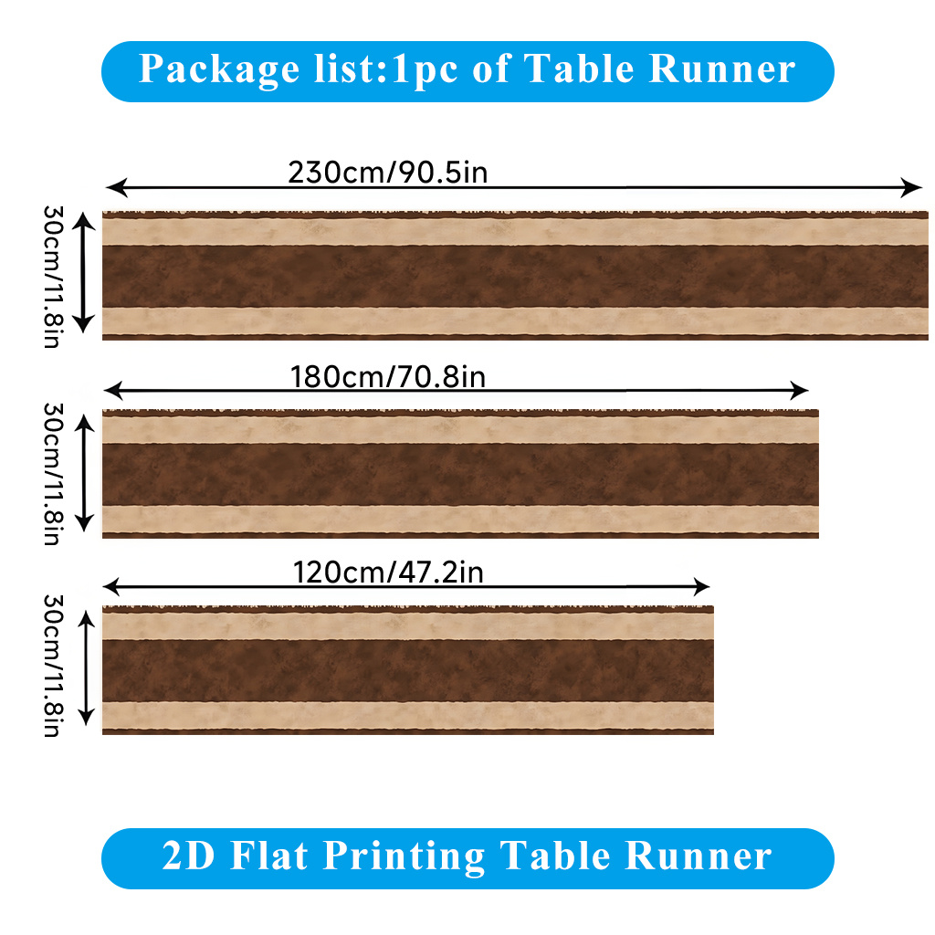TEMU 2d Flat Printing Table Runner 1pc, Alternating Beige And Brown Stripes Polyester Table Runner, Rectangular, For Dining Table, Coffee Table, Home